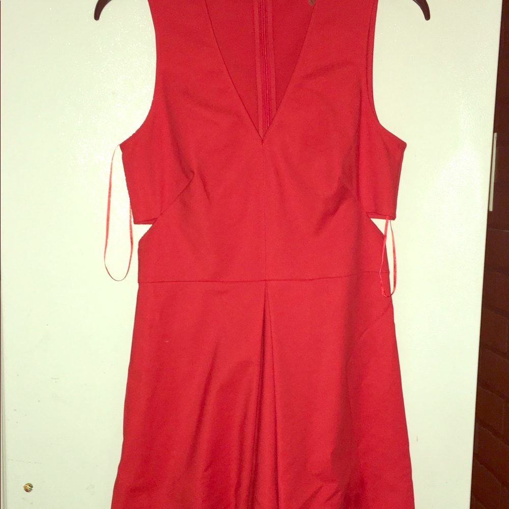 Beautiful Scarlet VNeck Flare Dress w/ Open Sides